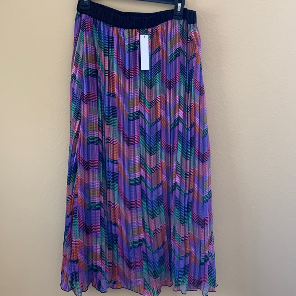 NWT pleated multicolored midi skirt size L by RD Kokio